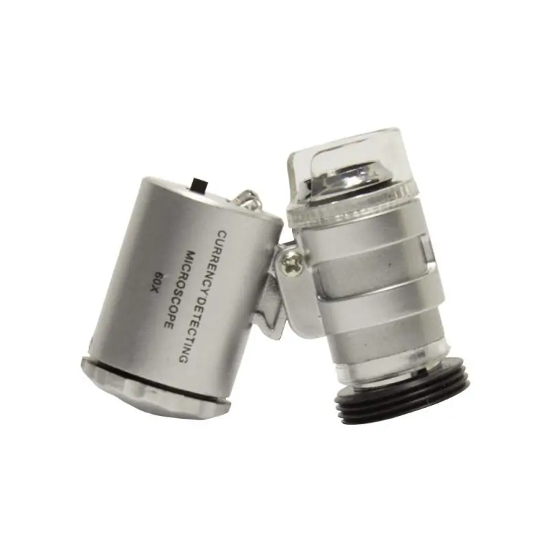 Mini microscopio 60x (2 LED, 1 luz UV)