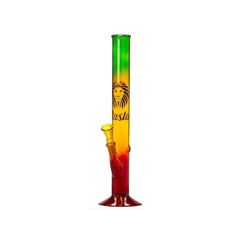 Bong Cristal Recto Rasta Leon 35 cm.