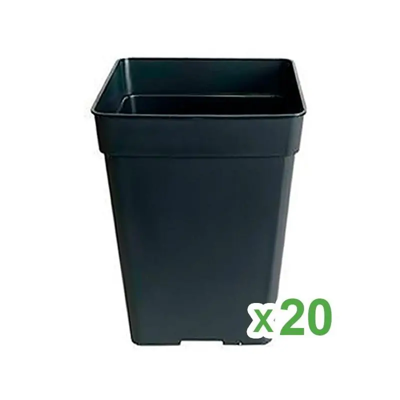 Pack 20 Macetas Cuadradas Negras - 20 lt. JBQ