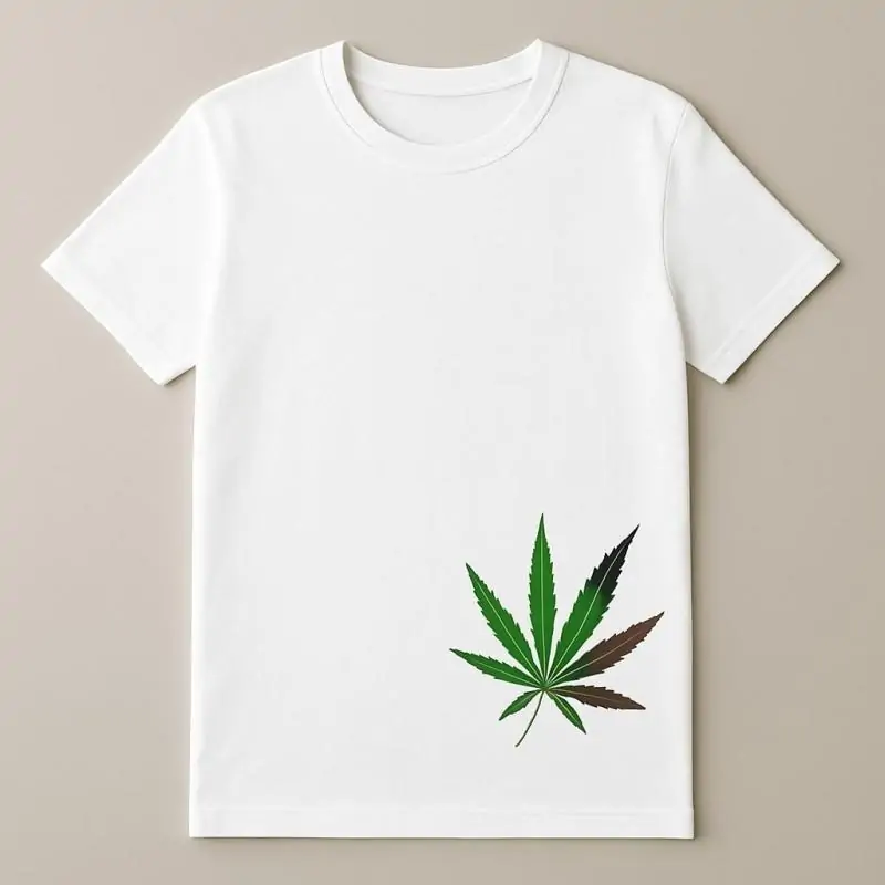 Camiseta Manga Corta Blanca Hoja Mujer