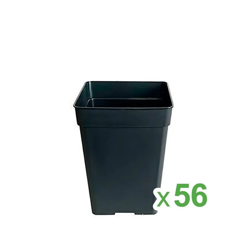 Pack 56 Macetas Cuadrada Negra 13 x 13 x 14.5 cm. 2.2 lt. JBQ