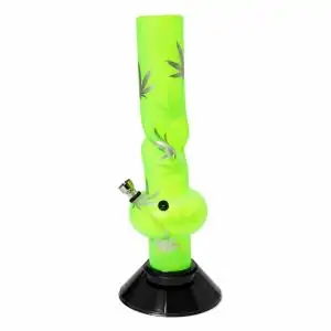 Bong Plastico Verde Hojas 15 cm