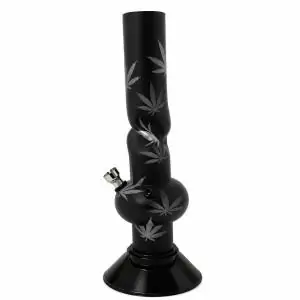 Bong Plastico Negro Hojas 15 cm