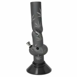 Bong Plastico Gris Hojas 15 cm