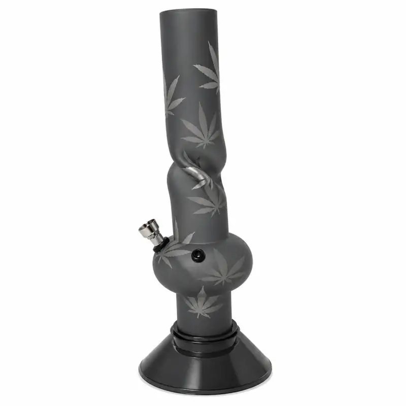 Bong Plastico Gris Hojas 15 cm